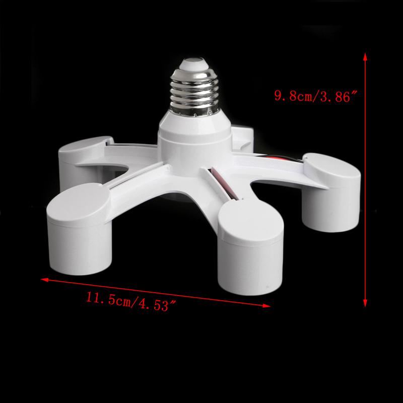 5 In 1 E27 To E27 Base Socket Splitter LED Light Lamp Bulb Adapter Holder