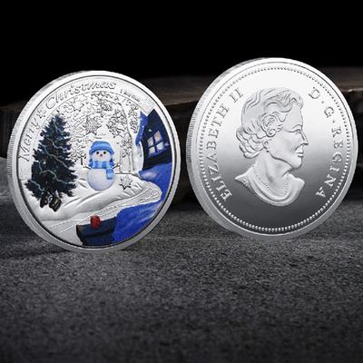 Snögubbe Silvermynt Semester Souvenir Gåvor 999.9 Försilvrad Metallmynt ADM