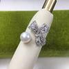 Natural Freshwater Pearl Ring with a Light Luxury and High-end Feel, Fully Inlaid with Cubic Zirconia, Three-dimensional Bow, Exquisite Pearl Jewelry