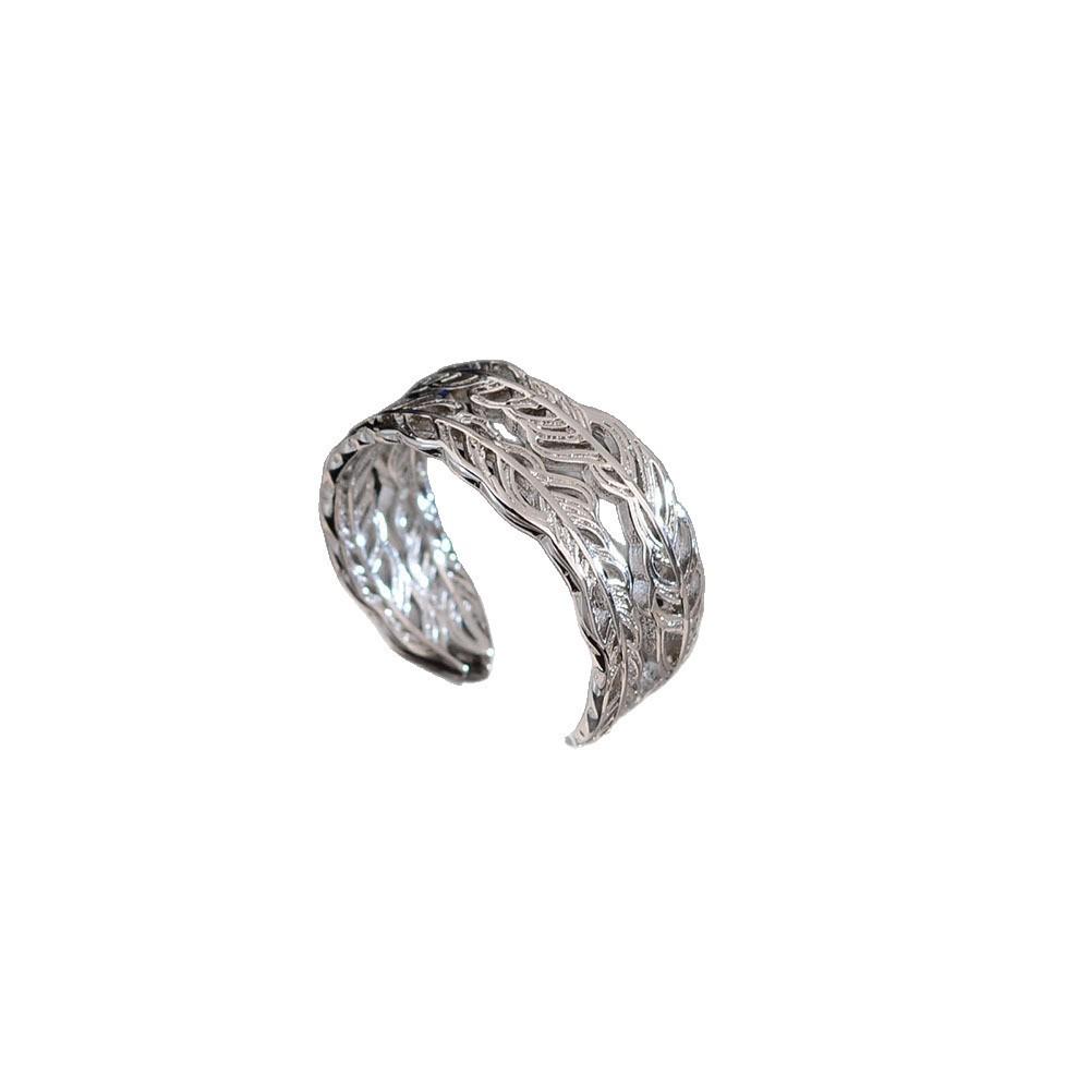 Women's Ethnic Feather Texture Ring - Green Agate, Niche Chinese National Style, Fashionable and Unique Design
