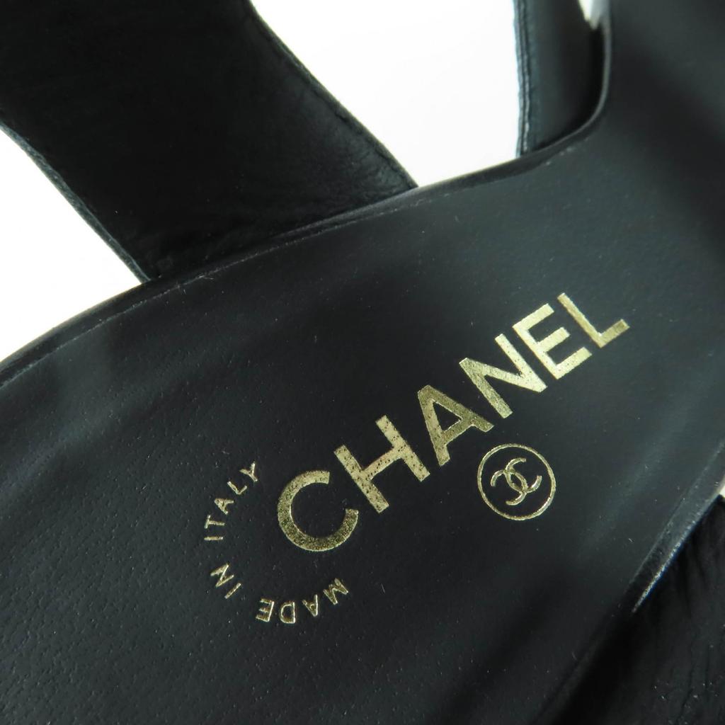 Great CHANEL Sandals COCO Mark Turnlock Sandals In Leather Black 35.5 G37387 Used