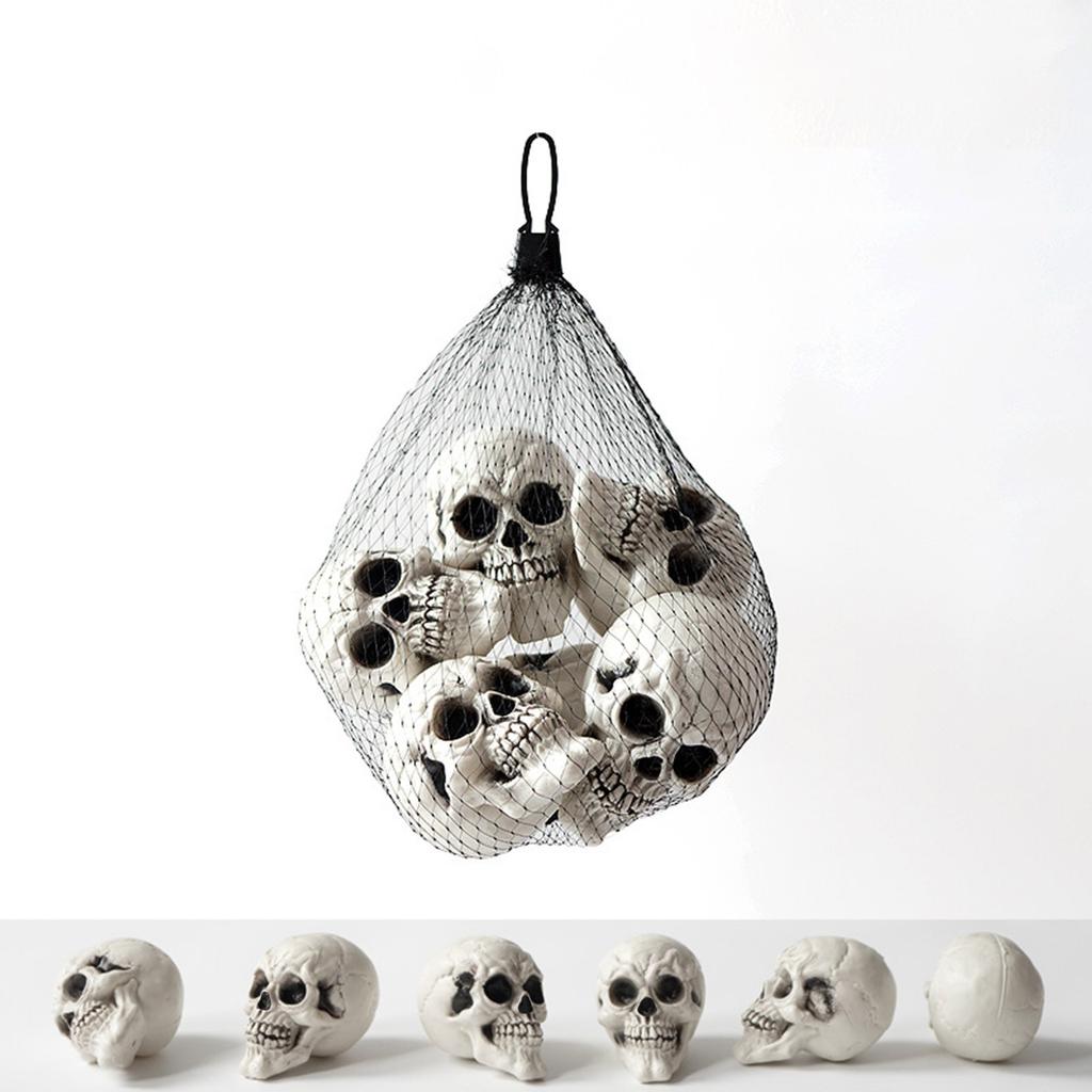 10 Pcs Halloween Decors Realistic Looking Skulls Gothic Style Human Skeleton Head Decorations For Haunted House Party Holiday