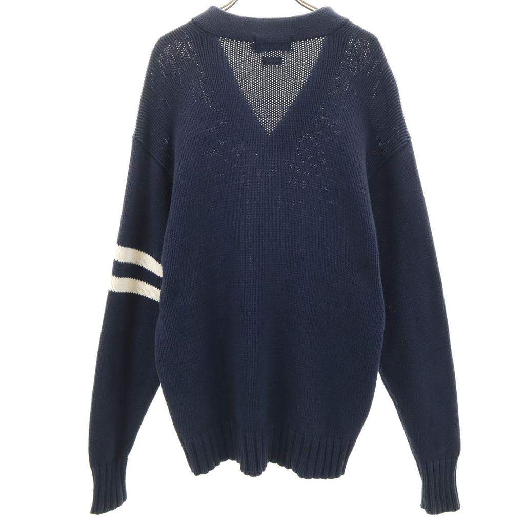 POLO RALPH LAUREN 90s Old Long sleeve V neck sweater L Navy knit Men's Used