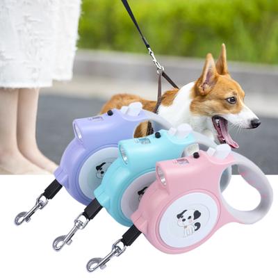 5m Retractable Pet Leash with LED Flashlight Ergonomic Handle Adjustable Long Walking Dog Leash for Small Medium Dogs