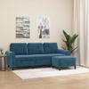3 Seater Sofa with Footstool Blue 180 cm Velvet