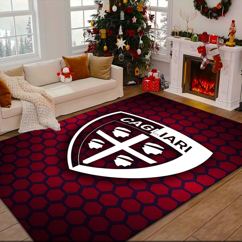 1PC Football Cagliari Design Rug Game Carpet, Floor Mat for Bedroom Living Room Entryway Rug, Home Decor Idea Gift for Christmas birthday
