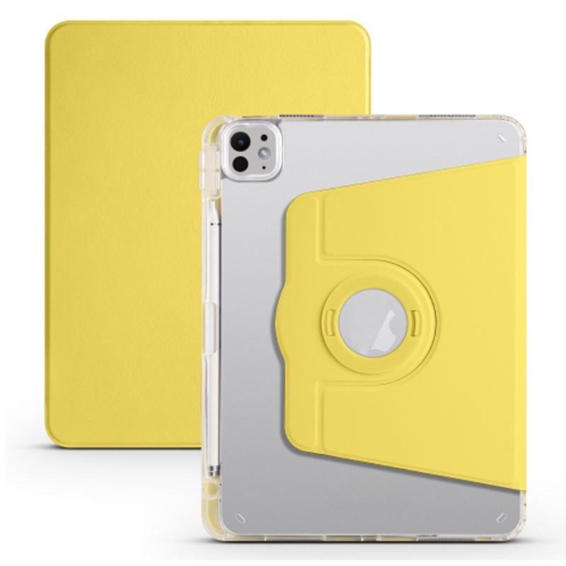 Για το iPad Pro 13 (2024) Θήκη Περιστρεφόμενη Βάση Δερματίνη PU Διαφανής Πλάτη Αποσπώμενο Κάλυμμα Tablet