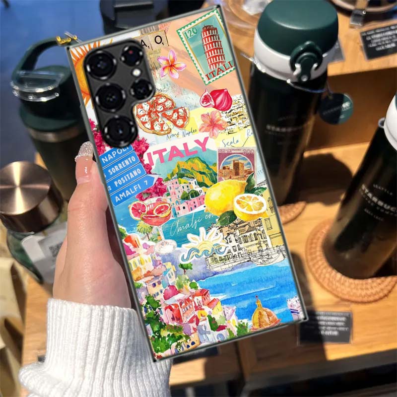 

Seaside Scenery Wine Lemon Cases Phone Case for Samsung Galaxy S26 Ultra S25 Edge S24 S23 FE S21 Plus S20 S22 S10 Cover TPU Capa Samsung S21