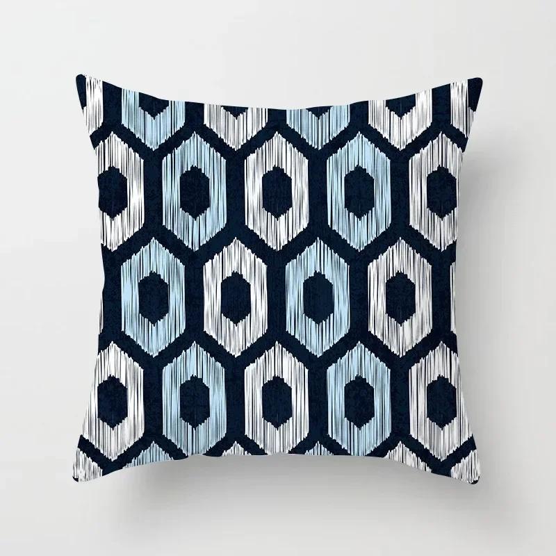 Blau Weiß Porzellan Druck Kissenbezug Böhmischer Stil Mandala Geometrie Kissenbezug Modern Mode Sofa Stühle Dekokissen