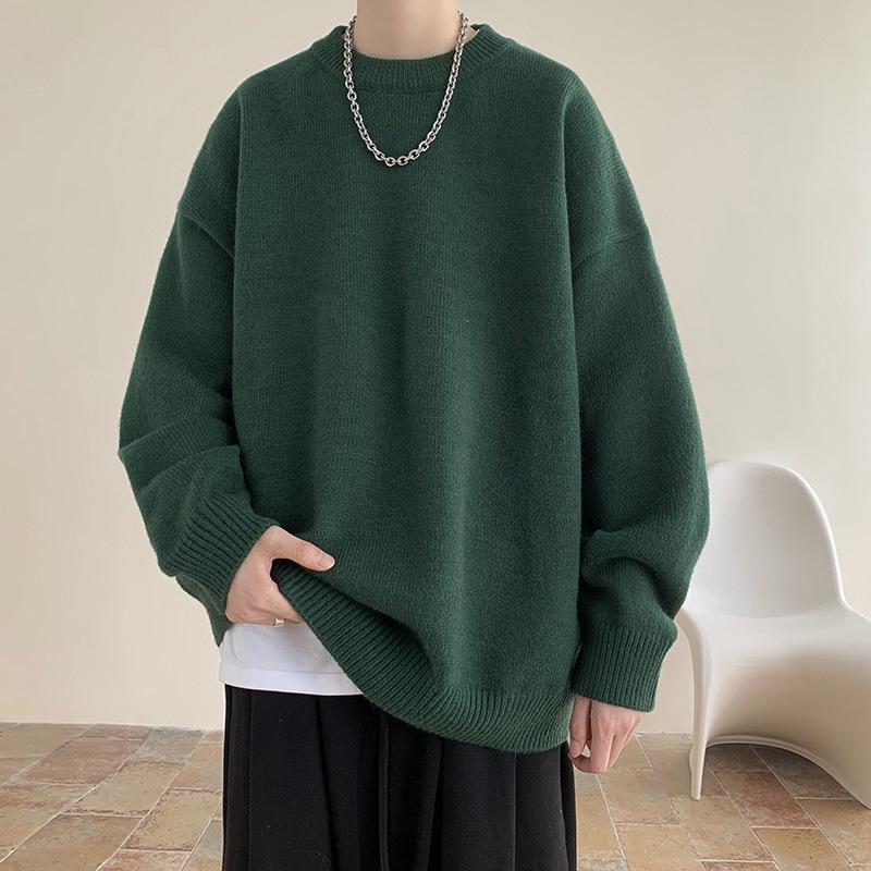 Men's Retro Knit Base Layer - Loose Fit for Autumn & Winter