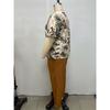 Women's plus size set printed short-sleeved T-shirt casual loose solid color trousers clothes sale