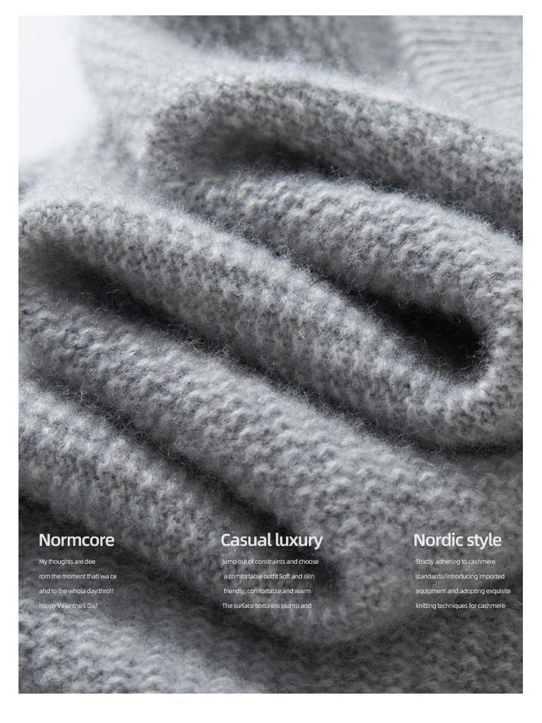 Men's Pure Cashmere Autumn/Winter Round Neck Sweater - Thick Knitted Long Sleeve Pullover