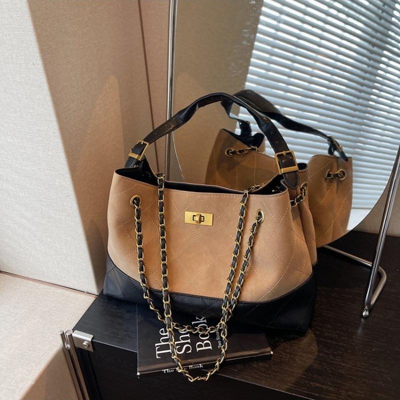 Rhombus Chain Bag Women's Large-capacity New Summer Leisure Niche Shoulder Messenger Bag Tote Bag