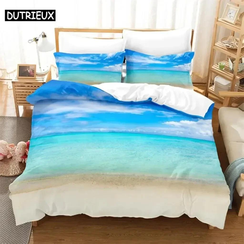 Luxury New 3D Print Seaside  Beach Bedding Set Single Twin Double Queen King Cal King Size Bed Linen Set