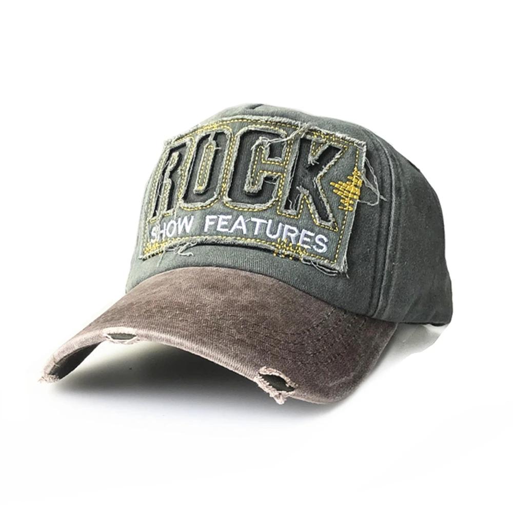

High Quality Letter ROCK Embroidery Cotton Baseball Cap for Men Women Gorras Snapback Outdoor Sport Sun Hat Adjustable