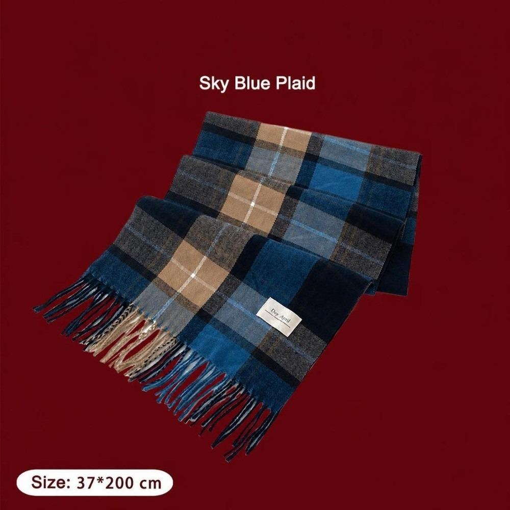 Soft Faux Cashmere Scarf Cozy Neck Warmer Shawl Atmosphere Plaid Scarf  New Year Party