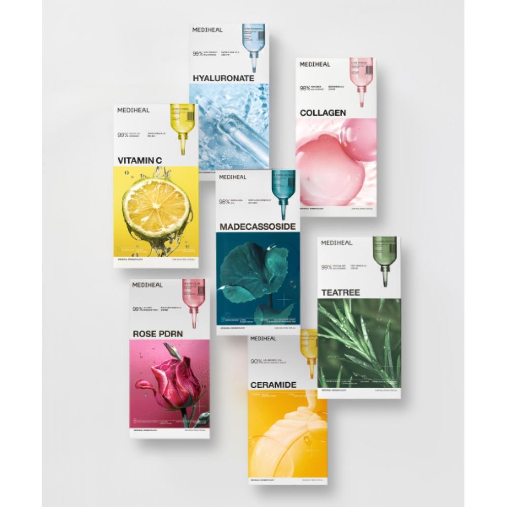 Mediheal Essential Mask Pack 10 Sheets 7 Types  Tea Tree Madecassoside Collagen 