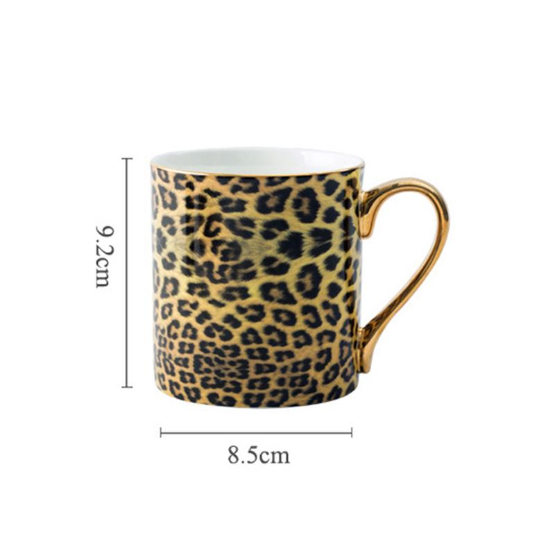 Keramické hrnky Osobnost Leopardí potisk Dámský šálek Porcelán Domácí Kávové šálky Kuchyňské Nádobí na pití Narozeninový dárek Domácí dekorace