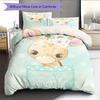 Cartoon Pattern Bedding Quilt Set Quilt Cover Pillowcase Home Decoration Birthday Gift (1 * Duvet Cover + 2 * Pillowcase, Without Core)