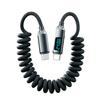 Digital Display  Spring Cable Retractable Type-C C To Type-C Fast Charging Cable for Iphone 11 16 17 Samsung Redmi Huawei Xiaomi