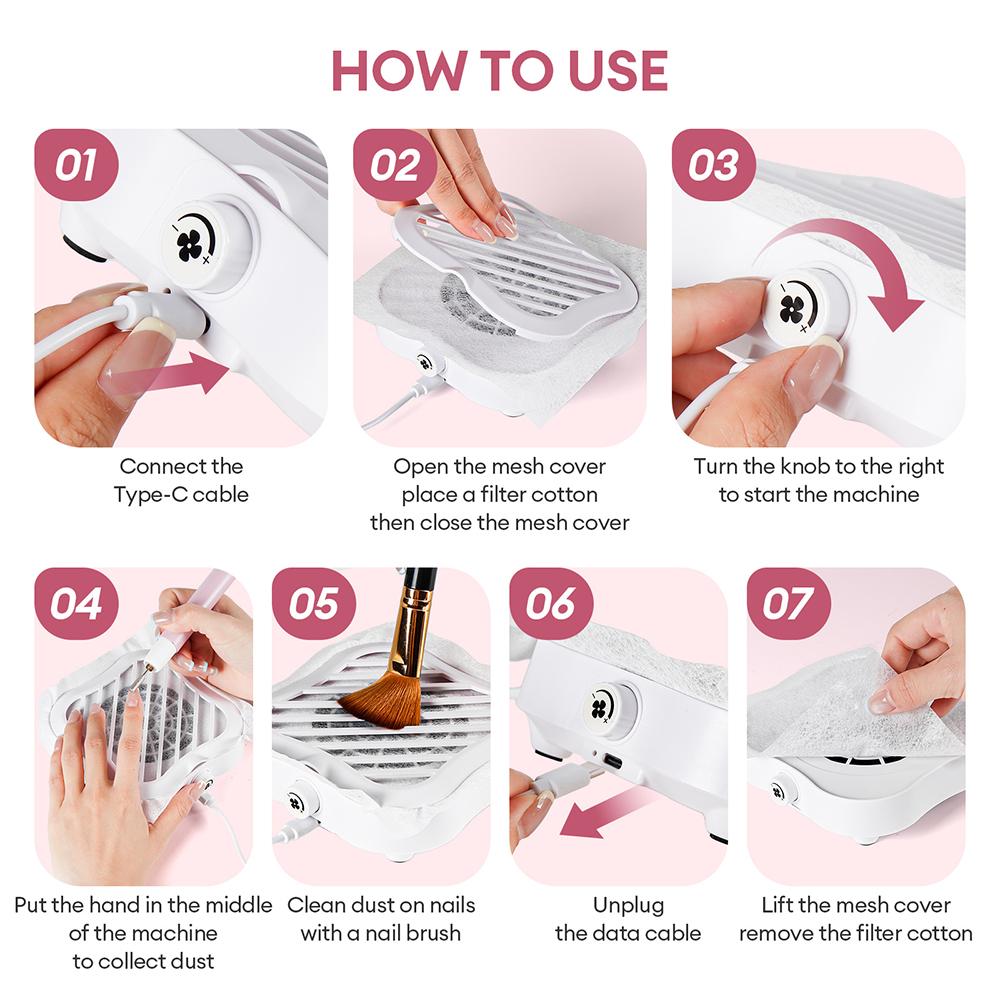 4200PM Mini Nail Dust Collector 60W Portable Nail Dust Extractor 450Pa Suction Nail Vacuum Cleaner Fan Nail Art Manicure Fan