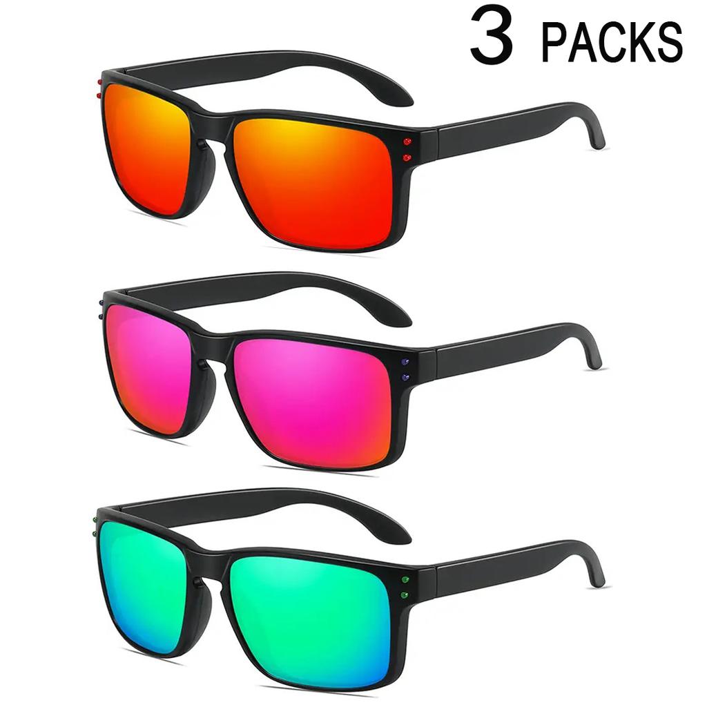3 Pares Gafas de Sol Polarizadas UV400 Hombre Mujer Deportes Mtb Bicicleta Aire Libre Pesca Running Senderismo Ciclismo Gafas a Prueba de Viento