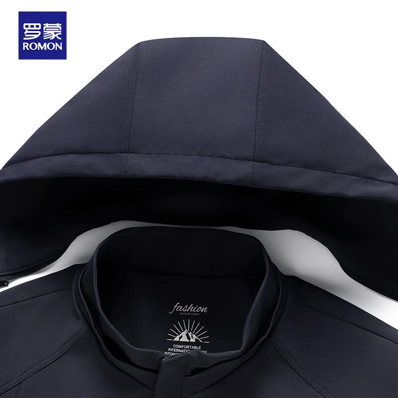 ROMON Men's Thickened Hooded Wool-Filled Business Casual Jacket