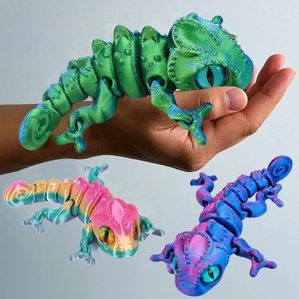 Neue 3D-Druck Chamäleonfiguren Mehrgelenkig Bewegliche Simulationsaugen für Heimaccessoires Kindergeschenk Zimmerdekoration 3d