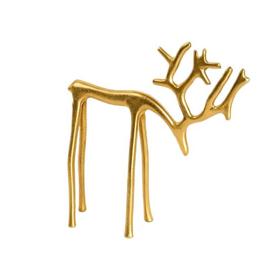 Minimalist Reindeer Statue Artistic Alloy Deer Sculpture Modern Abstract Golden Reindeer Ornament for Christmas