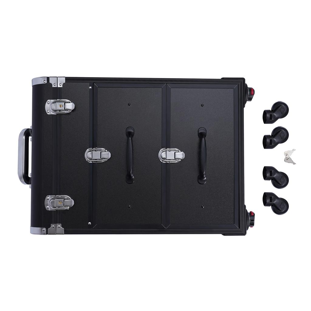 Rolling Makeup Train Case Black Salon Cart Cosmetic Trolley Travel Nail Art Storage Organizer for Face Painting Hairstylist