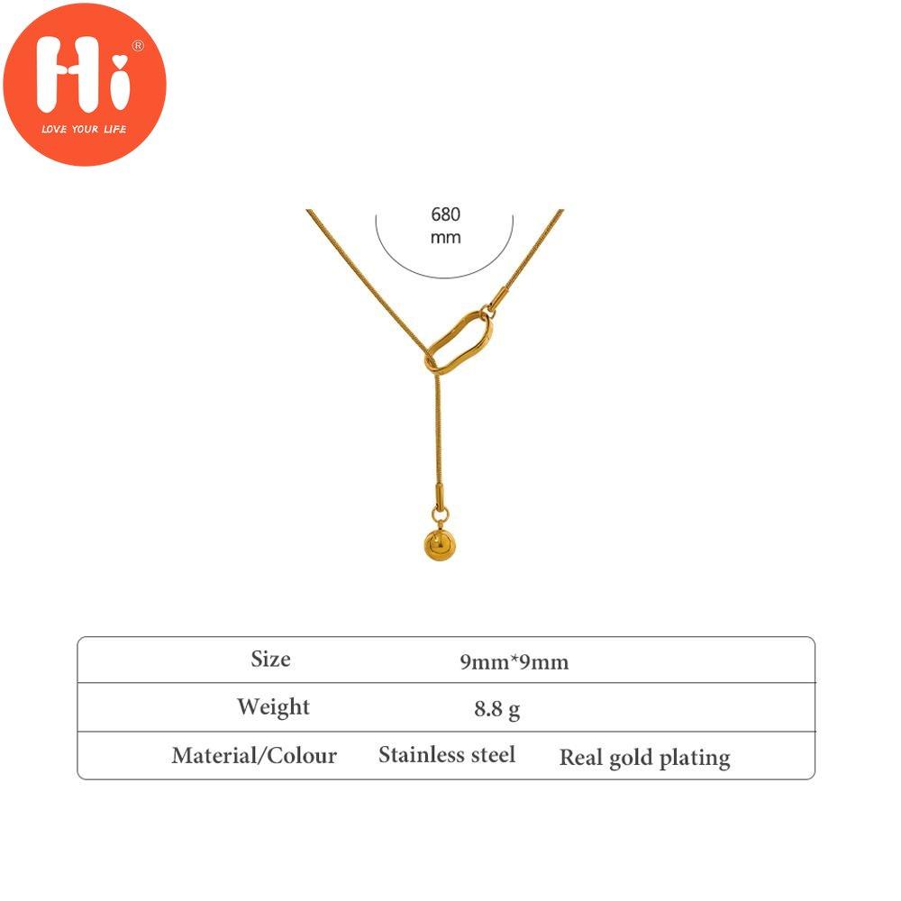 Hi Eetit Collier avec pendentif géométrique en perles d'acier inoxydable pour femme