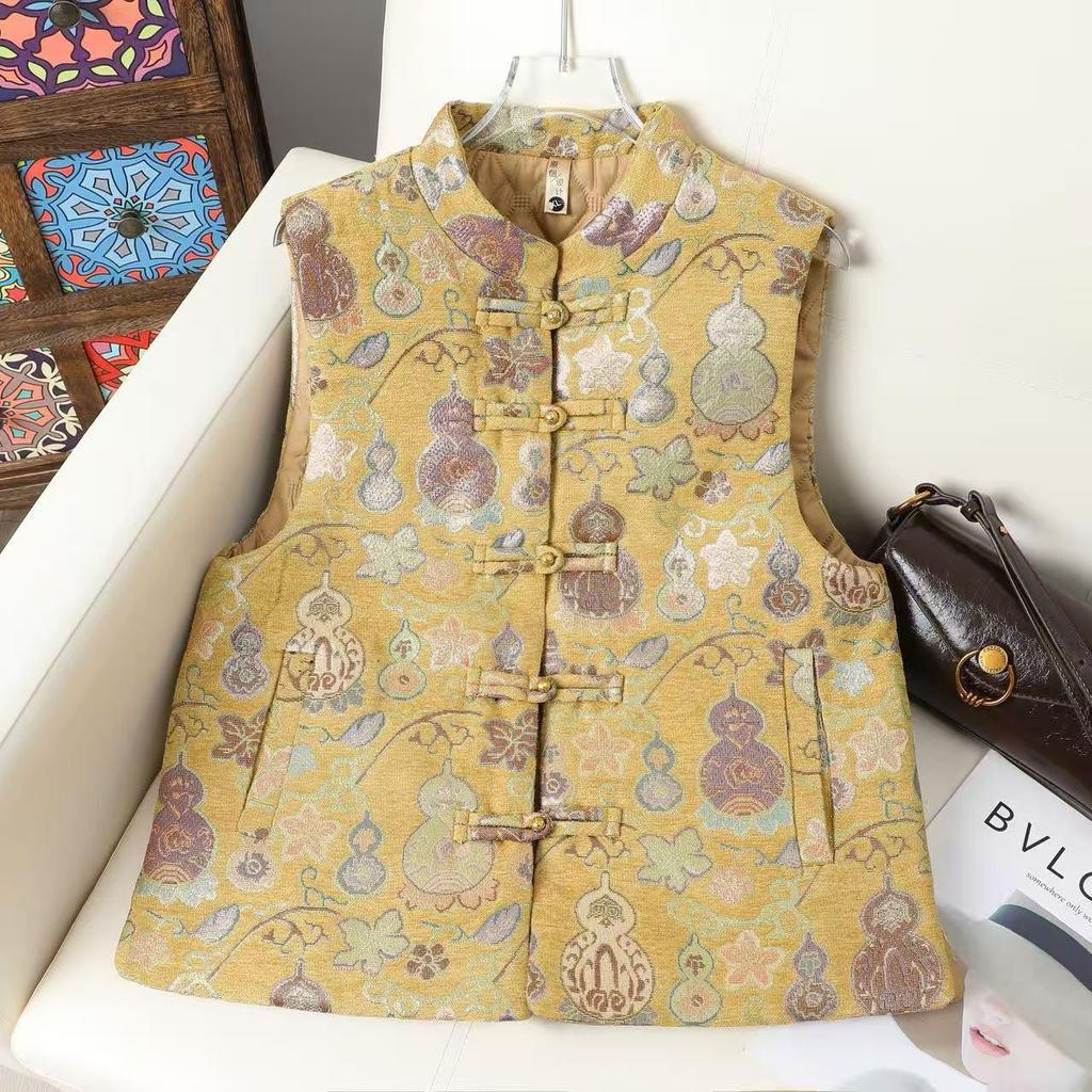 2026 Spring Women’s Jacquard Vest: High-End Sleeveless Cape In New Chinese National Style