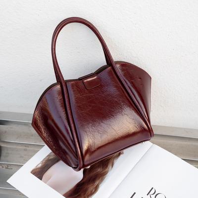 Cowhide Shoulder Messenger Women's Bag, Women's Fashion Generous Shell Bag, Zipper Small Bag, Portable Bright Leather