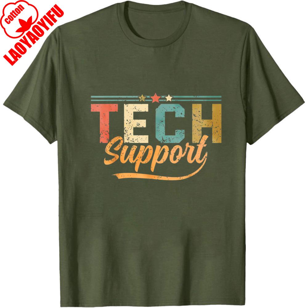 Tech Support Vintage Graphic Summer Men TShirt Cotton T Shirt Regular Fit Casual Gift for Tech Lovers Fashion Loose Tops S