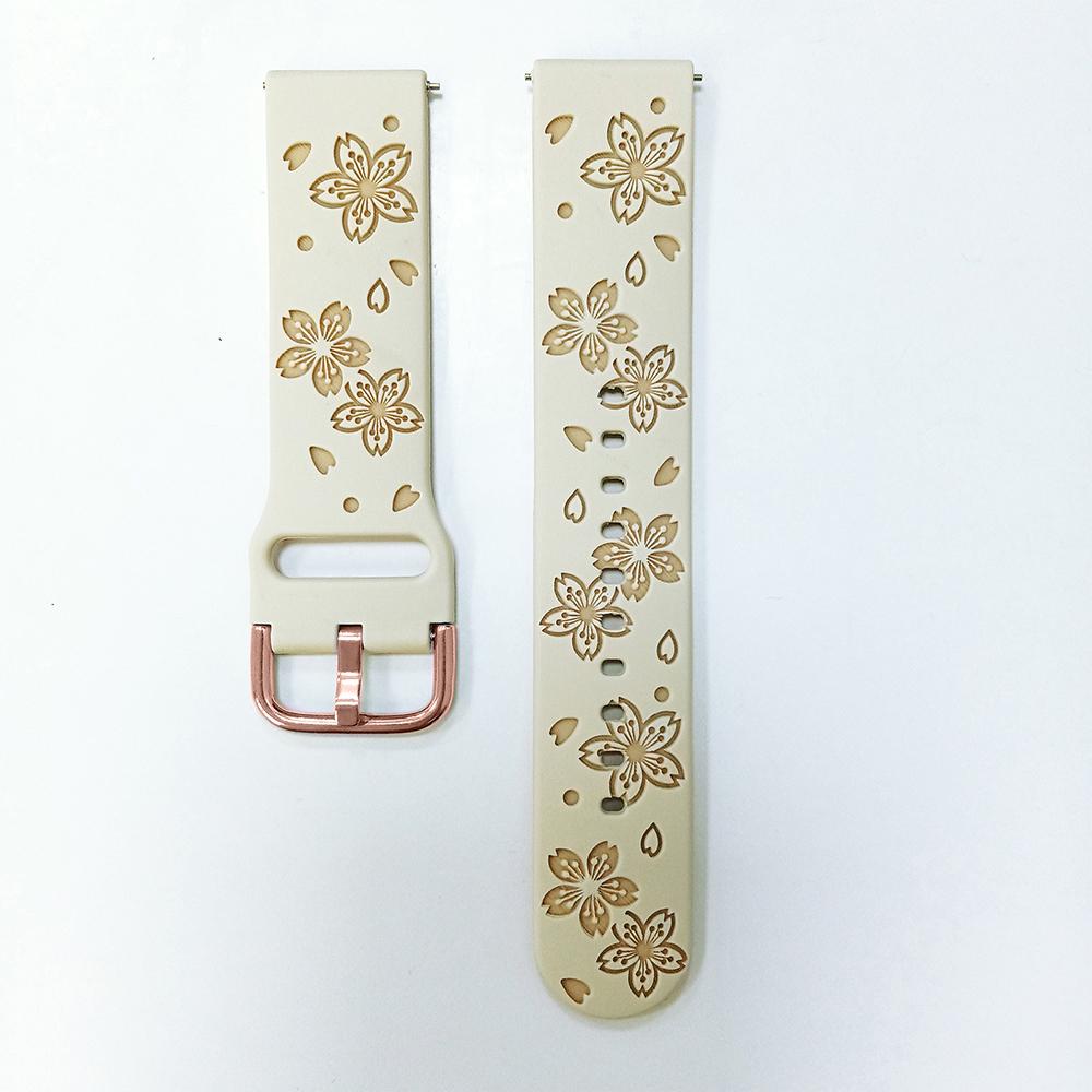 Universal 20mm Width Flower Engraved Watchband For Samsung Galaxy watch 7 6 4 5 Strap Huami Amazfit Active GTS 4 Mini 3 Pro GTR 2e Silicone Bracelet