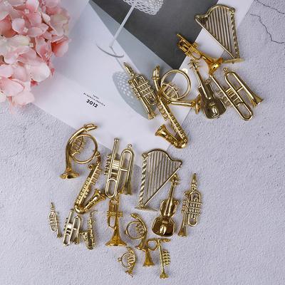 Mini Plastic Musical Instrument Gold Christmas Tree Hanging Xmas Decor