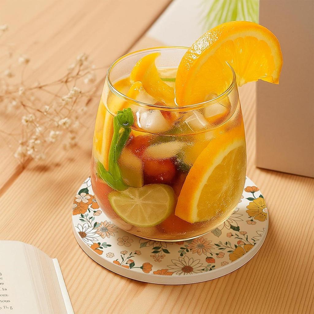 Ceramic Coasters with Matt Finish On Top & Cork Base | Coasters for Cups Set of 6 |