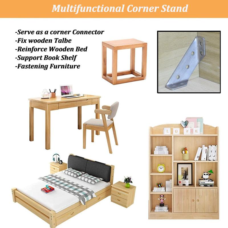 Stainless Steel Corner Brace Furniture Corner Bracket Cabinet Drawer Fastener With Screw Support Angle Code for Shelf