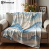 Ocean Wave Shell Cartoon Anime Print Flannel Blanket Soft Warm Throw for Kids Bedroom Sofa Bed Christmas Office Car