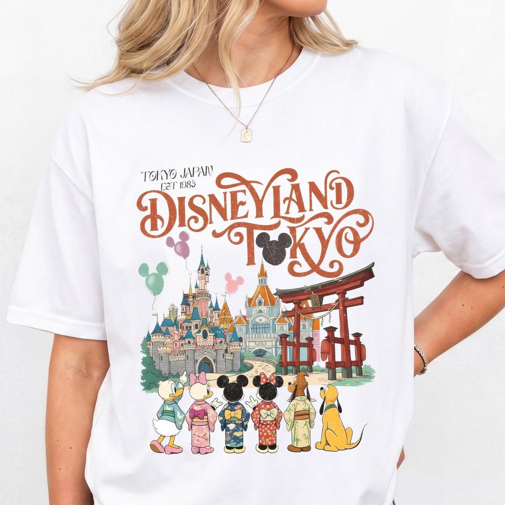 Retro Mickey & Friends Disneyland Tokyo Japan 1983 Shirt, Mickey Balloon Tshirt, Disney Magical Castle Tee, Disneyland Family Trip Tee