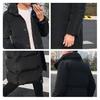 Men Jacket Hooded Solid Color Long Sleeve Coldproof Winter Thicken Cotton Padded
