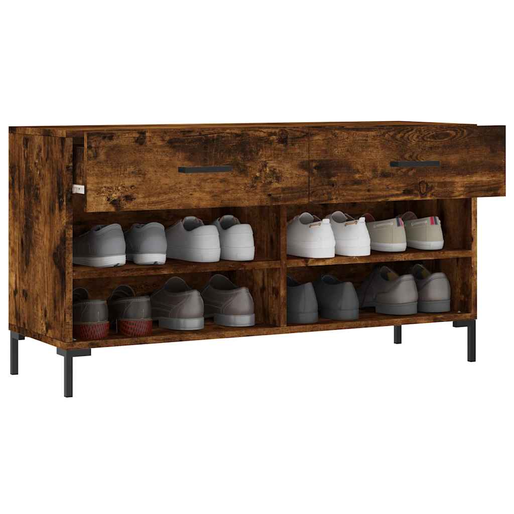 Shoe Bench Smoked Oak 102x35x55 cm Wood Based Material