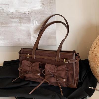 Large Capacity Matte Suede Bag Women'S Trendy High-End Commuter Portable Tote Bag