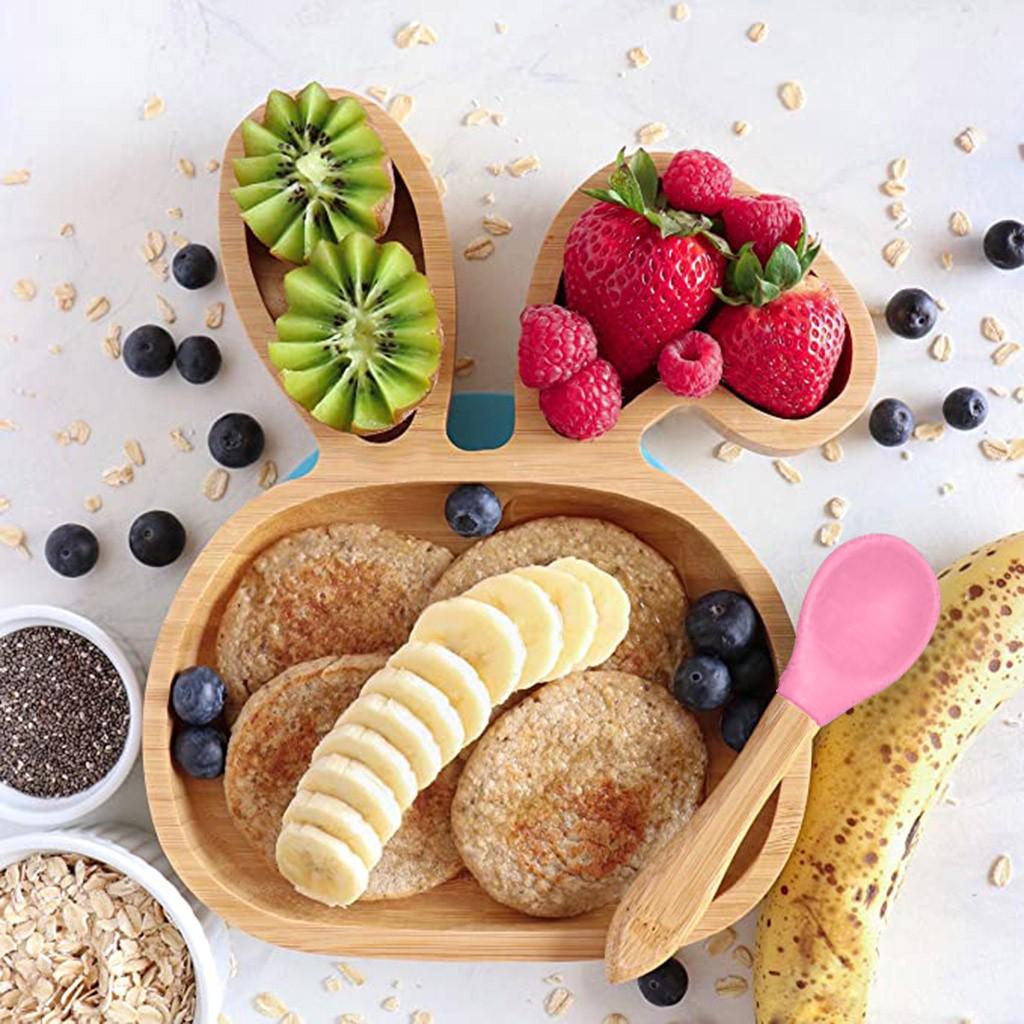 

Силиконовая тарелка для овцы для малышей, миска для кормления с присоской, набор ложек на присоске розовый