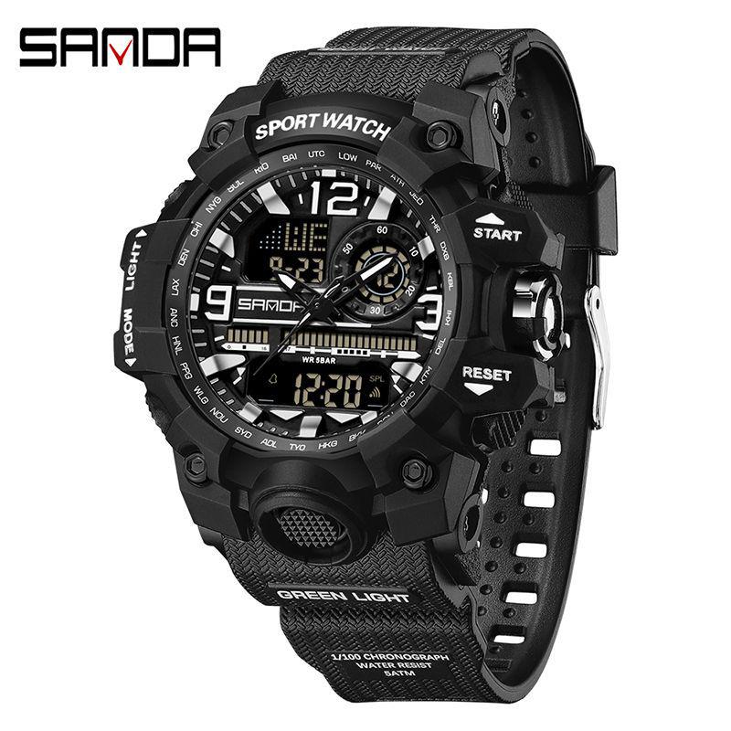 Sanda Youth Fashion Luminous Waterproof Shockproof Alarm Men's Watch
