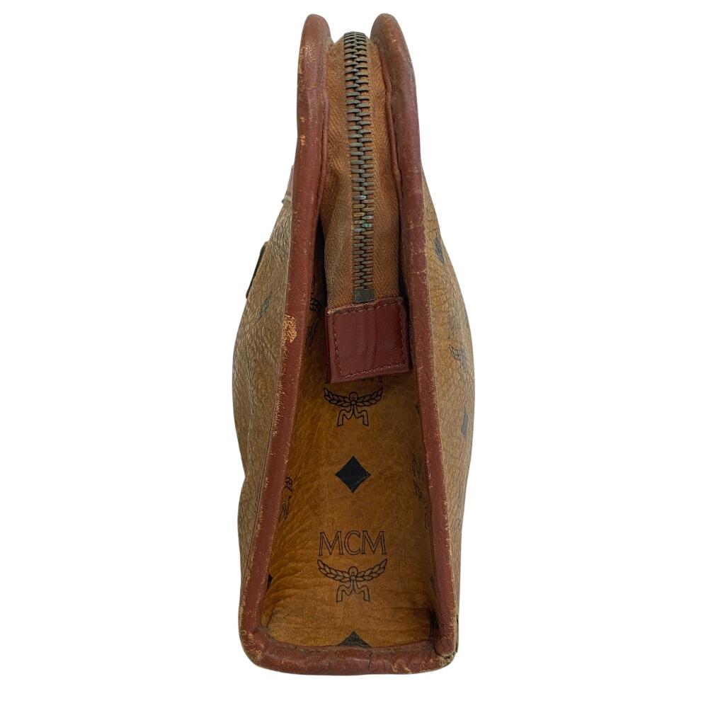 MCM Clutch Beutel Leder Aktentasche Beige Leder Herren Gebraucht