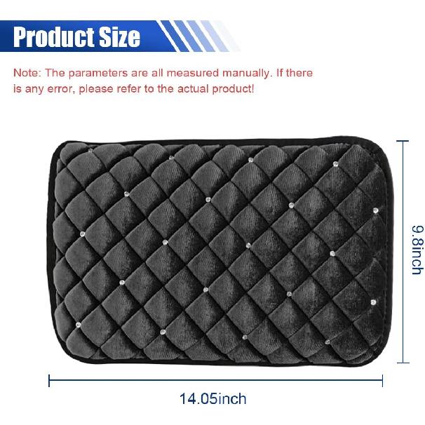 Plush Car Center Console Pad, Bling Diamond Car Armrest Cover, Soft Seat Box Cover Protector, Universal Car Interior Decoration Accessories Fit Most