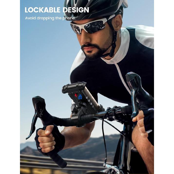 Lamicall Bike Phone Holder Mount - Motorcycle Handlebar Phone Mount Clamp, One Hand Operation, ATV Scooter Phone Clip for iPhone Air 17 16 15 Pro Max