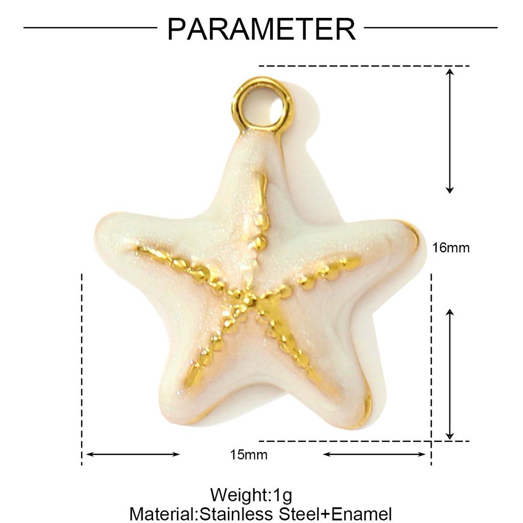 3pcs/Lot Stainless Steel Enamel Starfish Round DIY Charms Palm Tree Fishtail Necklace Pendants Woman Summer Holiday Jewelry