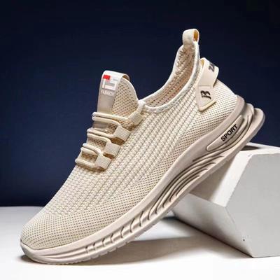 Men's Shoes for Summer New Men's Breathable Thin Mesh Shoes Korean Lazy Shoes Men's Hollow Flying Woven Sports Running Shoes